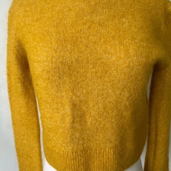 Mustard Cropped Wool and Mohair Blend Sweater - Picture 3 of 9
